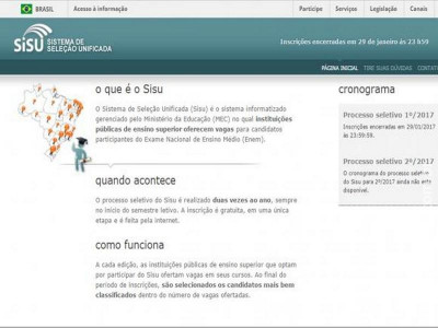Termina hoje o prazo de inscrição no Sisu