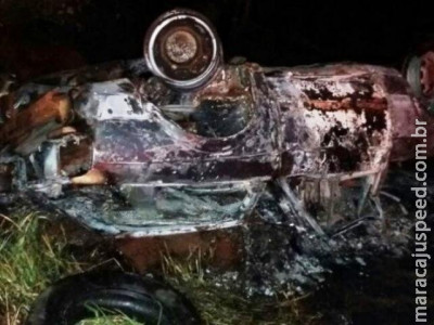 Homem morre depois de veículo pegar fogo em acidente na MS-156