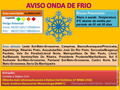 Maracaju: Aviso de Onda de Frio