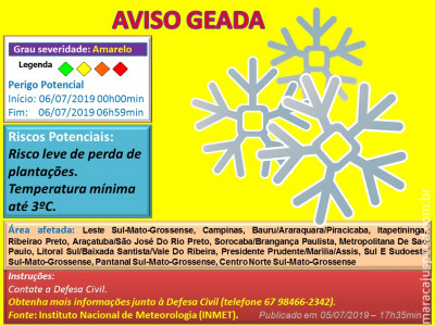 Maracaju: Aviso de Geada