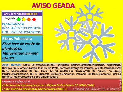 Maracaju: Aviso de Geada