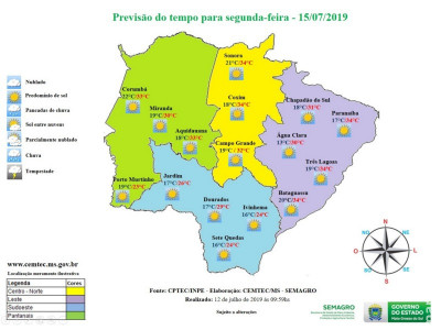 Semana começa com máxima de 29ºC e previsão de chuvas isoladas