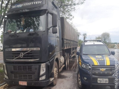 Caminhão roubado em Minas é recuperado pela PRF em Miranda