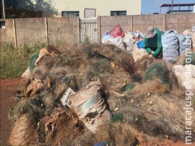 Mais de 600 kg de redes e tarrafas apreendidas são encaminhadas para reciclagem