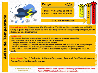 Aviso de Tempestade - Nível Alaranjado