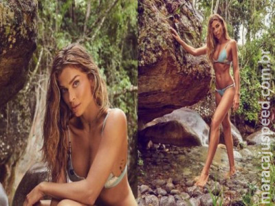 Grazi Massafera exibe corpão em ensaio em cachoeira