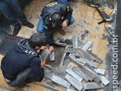 PF apreende maconha em fundo falso de carreta