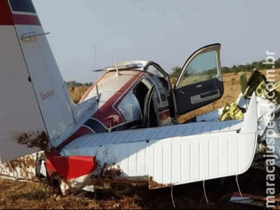 Avião pilotado por médico cai em fazenda de Mato Grosso do Sul 