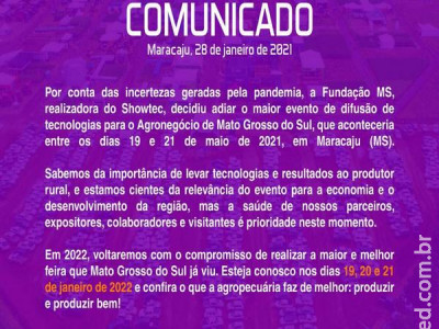 Showtec será realizado em janeiro de 2022*