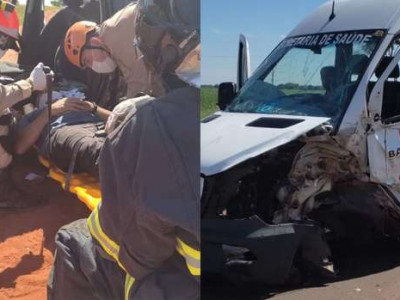 Van que levava oito pacientes é atingida por carro na BR-376