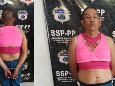 Ladrão vestido de mulher apanha e acaba preso em Ponta Porã