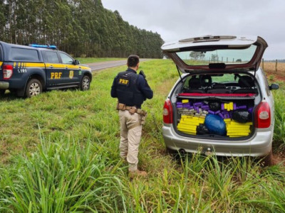 Traficante abandona veículo com 243 quilos de maconha e skunk 