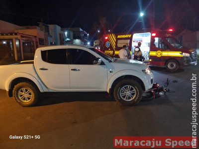 Maracaju: Corpo de Bombeiros atendem ocorrência de colisão entre caminhonete e motocicleta na Vila do Prata