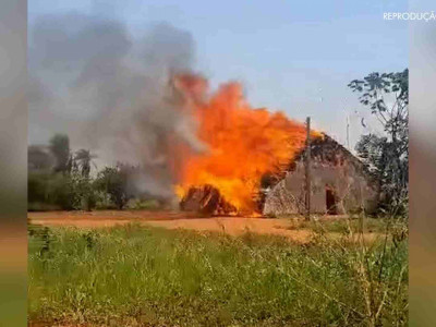 casa de reza indígena é destruída pelo fogo em Rio Brilhante