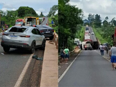 Grave acidente entre três veículos deixa uma pessoa morta entre Eldorado e Mundo Novo