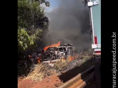 Ocupantes de Hilux morreram queimados em batida com caminhão na BR-163