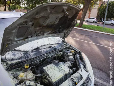 Carro tem princípio de incêndio após curto-circuito na bateria