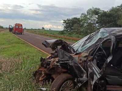 Mulher fica ferida em acidente na BR-163, em Rio Brilhante