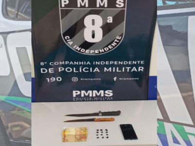 Apreensão na Madrugada: PM detém suspeito com drogas e porte de faca no bairro São Bento