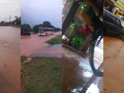 Ruas do Caiobá viram rios e casas ficam inundadas após temporal