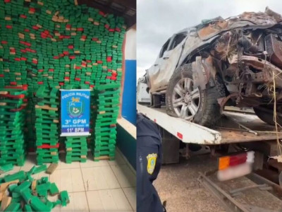 Caminhonete capota e espalha duas toneladas de droga na BR-267