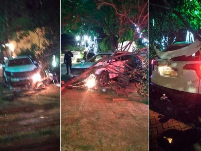 Motorista bêbada perde controle e bate em árvore em Aquidauana