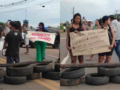 Moradores bloqueiam trecho para pedir sinalização na BR-163