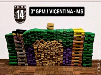 Após perseguição, PM de Vicentina apreende 437 kg de maconha