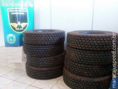 Maracaju: PRE apreende pneus na MS-164