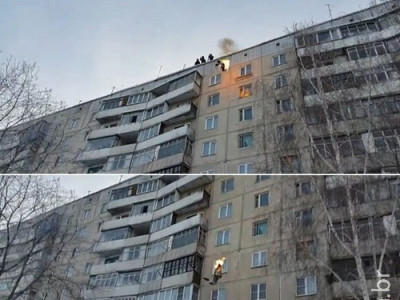Homem em chamas salta do alto de prédio e cai em monte de neve