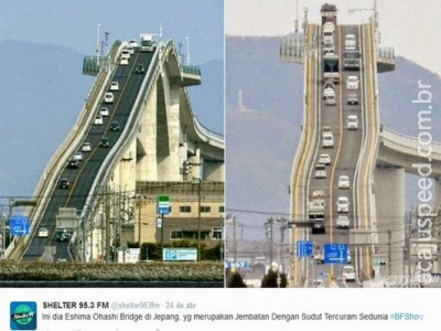 Ponte no Japão tem impressionante "montanha-russa"