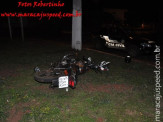 Motociclista sofre queda acidental após não conseguir contornar rotatória na área central de Maracaju