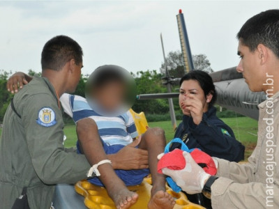 Criança de 10 anos picada por cobra em MS é resgatada por aeronave