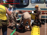 Maracaju: Colisão entre motocicleta e ônibus deixa vítima com fratura de fêmur
