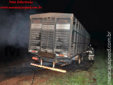 Maracaju: Carreta tem princípio de incêndio na MS-162 e Bombeiros extinguem chamas