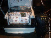 DOF apreende carga de cigarro contrabandeado abandonada em carro com placas de Maracaju na MS-295
