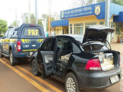 PRF apreende 603 kg de maconha na BR-060, condutor empreendeu fuga em alta velocidade com veículo com placas de Maracaju