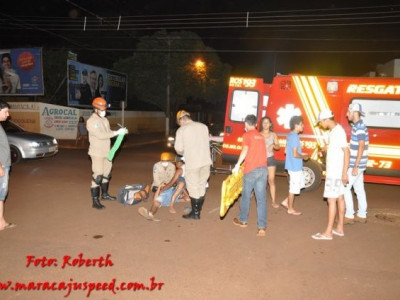 Maracaju: Colisão na Rua 11 de Junho deixa condutor de motocicleta com perna fraturada