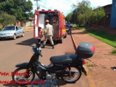 Maracaju: Colisão entre duas motocicletas em rotatória deixa vítima com fratura