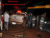 Maracaju: Colisão entre caminhonete Hilux e caminhonete D40 na MS-162 deixa duas vítimas presa em ferragens