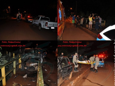 Maracaju: Condutor possivelmente embriagado perde controle de veículo e colidi com proteção de ponte