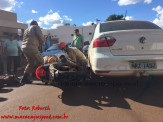 Maracaju: Colisão entre motocicleta e veículo deixa vítima ferida na Rua Melanio Garcia Barbosa