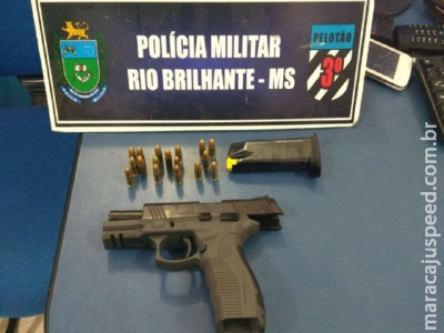 Polícia Militar de Rio Brilhante apreende arma de fogo de uso Restrito