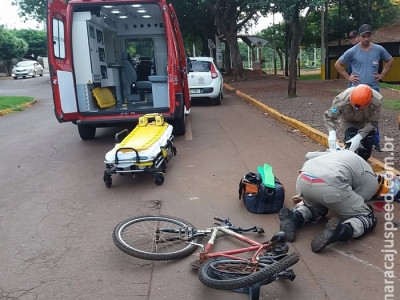 Estudante de 11 anos fica ferido após ser atropelado por carreta 