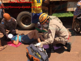 Maracaju: Jovem condutora em motocicleta colidi com carreta e sofre várias fraturas pelo corpo