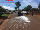 Maracaju: Caminhonete capota após colisão no Jardim Guanabara