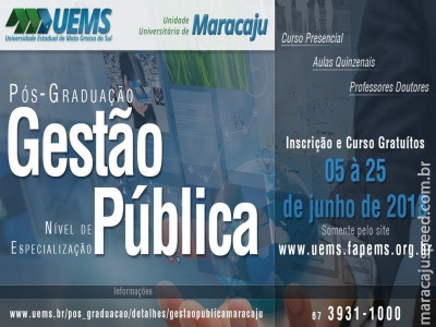 Curso de Pós-Graduação em Gestão Pública da UEMS – Unidade Universitária de Maracaju