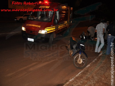 Maracaju: Bombeiros atendem ocorrência de acidente envolvendo motocicleta e veículo na Av. Marechal Floriano