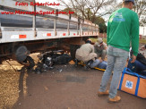 Maracaju: Motoqueiro parente da ave Fênix renasce após acidente com caminhão na Av. Senador Filinto Muller
