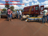 Maracaju: Colisão envolvendo veículo e motocicleta no cruzamento da Rua Marabá e 11 de Junho, resulta em uma vítima com ferimentos na cabeça